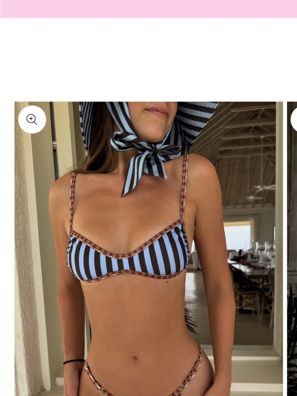 Strawberry Milk Mob barracuda, Blue & Black Striped Women's Bikini Top